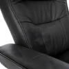 Vente-unique Fauteuil Leer-Edmonton Fauteuil Met Kruk, Zwart, Honingkleurig