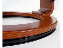 Vente-unique Fauteuil Leer-Edmonton Fauteuil Met Kruk, Zwart, Honingkleurig
