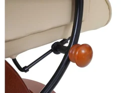 Vente-unique Fauteuil Leer-Edmonton Fauteuil Met Kruk, Creme, Honingkleurig