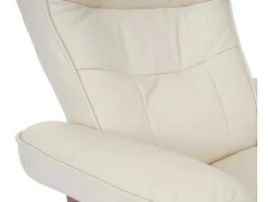 Vente-unique Fauteuil Leer-Edmonton Fauteuil Met Kruk, Creme, Honingkleurig