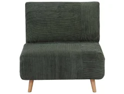 Vente-unique Uitklapbare Fauteuil-Eenpersoons Slaapbank Van Fluweel Ribstof Palula - Donkergroen