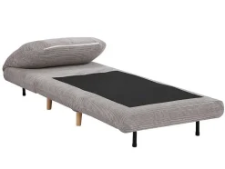 Vente-unique Uitklapbare Fauteuil-Eenpersoons Slaapbank Van Fluweel Ribstof Palula - Lichtgrijs