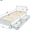 ModernLuxe Tweepersoonsbed-Eenpersoonsbed 90X200Cm In Massief Hout Met 2 Laden - Wit
