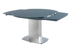 Vente-unique Eettafel-Eettafel Talicia Uitschuifbaar Van Gehard Glas En Metaal - 6 Tot 8 Personen - Grijs