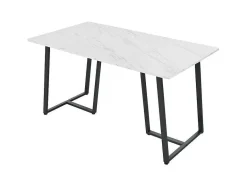 ModernLuxe Eettafel-Eettafel 140X80 Cm - Metalen Structuur - Marmerpatroon Fineer - Wit & Zwart
