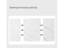 ModernLuxe Eettafel-Eettafel 140X80 Cm - Metalen Structuur - Marmerpatroon Fineer - Wit & Goud