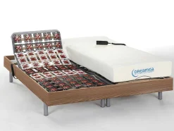 DREAMEA Elektrisch Relaxatiebed-Elektrisch Bed Bedbodem En Matras Contactplaatjes Vormgeheugen Hesiode Iii Van - Okin Motoren - Eikenhout - 2 X 80 X 200 Cm