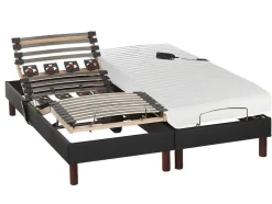 DREAMEA Elektrisch Relaxatiebed-Elektrisch Bed Bedbodem En Matras Met Latex Instap En Antracieten Stof Uranus Van - 2X80X200 Cm