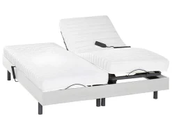 DREAMEA Elektrisch Relaxatiebed-Elektrisch Bed Bedbodem En Matras Lattenbodem En Contactplaatjes - Pandora Ii Van - Motor Okin - Wit - 2X80X200 Cm