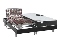 DREAMEA Elektrisch Relaxatiebed-Elektrisch Relaxbed Met Pocketveren En Vormgeheugenmatras Phanes Van - Okin Motoren - Zwart 2 X 80 X 200 Cm