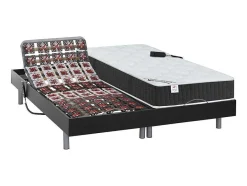 DREAMEA Elektrisch Relaxatiebed-Elektrisch Relaxbed Met Pocketveren En Vormgeheugenmatras Phanes Van - Okin Motoren - Zwart 2 X 80 X 200 Cm