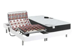 DREAMEA Elektrisch Relaxatiebed-Elektrisch Relaxbed Met Pocketveren En Vormgeheugenmatras Phanes Van - Okin Motoren - Wit 2 X 80 X 200 Cm
