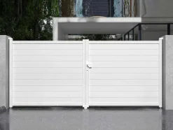 EXPERTLAND Hekjes & Poorten-Elektrische Draaipoort Van Aluminium L397 X H181 Cm Wit - Nazario