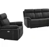 Vente-unique Set Zitbank + Fauteuil-Elektrische Driezits Relaxbank + Relaxstoel Van Leer Isiris - Zwart