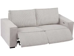 Vente-unique Elektrische Relaxbanken-Elektrische Driezits-Relaxhoekbank Van Lichtgrijs Ribfluweel Amelio