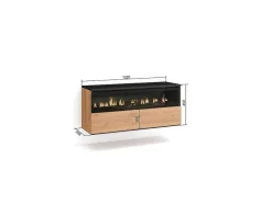 Skraut Home Haard-Elektrische Haard Led , 102X45X35Cm, 1 Opening, 1 Deur, Elektrische Haard, Hangend, Eiken/Zwart