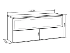 Skraut Home Haard-Elektrische Haard Led , 102X45X35Cm, 1 Opening, 1 Deur, Elektrische Haard, Hangend, Zwart