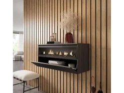 Skraut Home Haard-Elektrische Haard Led , 102X45X35Cm, 1 Opening, 1 Deur, Elektrische Haard, Hangend, Zwart