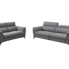 Vente-unique Bankstel 3+2-Elektrische Relaxbankstel 3+2 Macari - Stof - Grijs