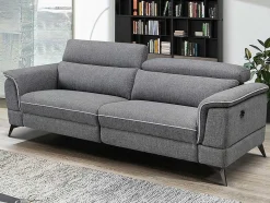 Vente-unique Bankstel 3+2-Elektrische Relaxbankstel 3+2 Macari - Stof - Grijs