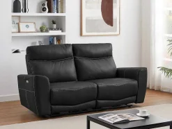 Vente-unique Set Zitbank + Fauteuil-Elektrische Relax-Driezitsbank En -Fauteuil Van Zwart Vaarsleer Damon