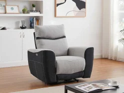 Vente-unique Relaxfauteuil-Elektrische Relaxfauteuil Van Grijze En Antracietkleurige Stof Damon