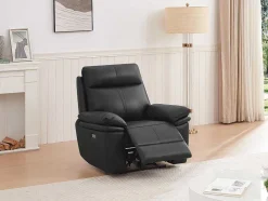 Vente-unique Relaxfauteuil-Elektrische Relax-Fauteuil Van Zwart Leer Mesola