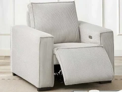 Vente-unique Relaxfauteuil-Elektrische Relaxfauteuil Van Lichtgrijs Ribfluweel Amelio