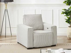 Vente-unique Relaxfauteuil-Elektrische Relaxfauteuil Van Lichtgrijs Ribfluweel Amelio