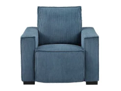 Vente-unique Relaxfauteuil-Elektrische Relaxfauteuil Met Bekleding In Blauw Ribfluweel Amelio