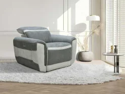 Vente-unique Relaxfauteuil-Elektrische Relaxfauteuil In Donkergrijze Stof Orietto