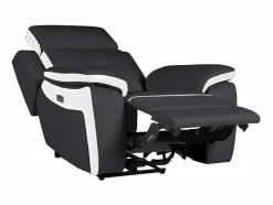 Vente-unique Relaxfauteuil-Elektrische Relaxfauteuil Van Leer Angelique - Zwart/ Wit