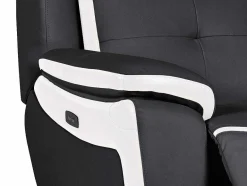 Vente-unique Relaxfauteuil-Elektrische Relaxfauteuil Van Leer Angelique - Zwart/ Wit