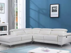 LINEA SOFA Elektrische Relaxbanken-Elektrische Relaxhoekbank Van Leer Pascaline - Ivoor - Hoek Links