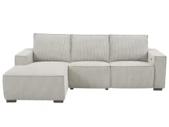 Vente-unique Zitbank-Elektrische Relaxhoekbank Met Hoek Links Van Lichtgrijs Ribfluweel Amelio