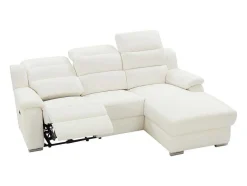 Vente-unique Aanbiedingen: Zitbank & Fauteuil-Elektrische Relaxhoekbank Met Hoek Rechts Van Wit Leer Arena Iii