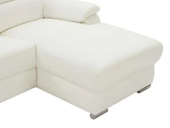 Vente-unique Aanbiedingen: Zitbank & Fauteuil-Elektrische Relaxhoekbank Met Hoek Rechts Van Wit Leer Arena Iii