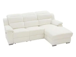 Vente-unique Aanbiedingen: Zitbank & Fauteuil-Elektrische Relaxhoekbank Met Hoek Rechts Van Wit Leer Arena Iii