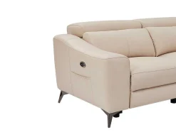 Vente-unique Elektrische Relaxbanken-Elektrische Relaxhoekbank Met Rechtse Hoek Cremewit Leder Forlo