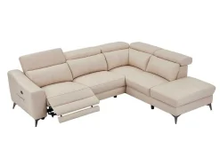 Vente-unique Elektrische Relaxbanken-Elektrische Relaxhoekbank Met Rechtse Hoek Cremewit Leder Forlo