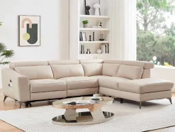 Vente-unique Elektrische Relaxbanken-Elektrische Relaxhoekbank Met Rechtse Hoek Cremewit Leder Forlo