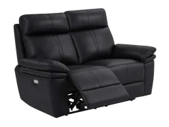 Vente-unique Elektrische Relaxbanken-Elektrische Relax-Tweezitsbank Van Zwart Leer Mesola