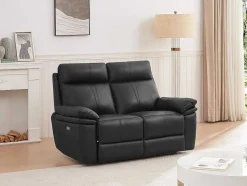 Vente-unique Elektrische Relaxbanken-Elektrische Relax-Tweezitsbank Van Zwart Leer Mesola
