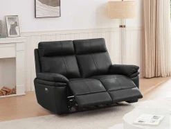 Vente-unique Elektrische Relaxbanken-Elektrische Relax-Tweezitsbank Van Zwart Leer Mesola