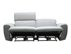 Vente-unique Elektrische Relaxbanken-Elektrische Relaxzitbank Met 3 Plaatsen In Lichtgrijze Stof Orietto
