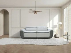 Vente-unique Elektrische Relaxbanken-Elektrische Relaxzitbank Met 3 Plaatsen In Lichtgrijze Stof Orietto