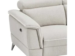 Vente-unique Elektrische Relaxbanken-Elektrische Relax-Zitbank Met 3 Plaatsen In Beige Stof Macari