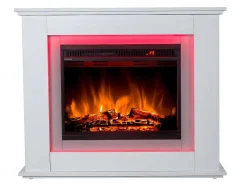 FLAMATECH Haard-Elektrische Sfeerhaard Nevado - Met Schoorsteenmantel - Leds - L100 X D27,5 X H82,5 Cm - Wit