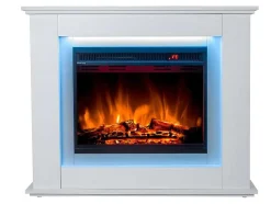 FLAMATECH Haard-Elektrische Sfeerhaard Nevado - Met Schoorsteenmantel - Leds - L100 X D27,5 X H82,5 Cm - Wit