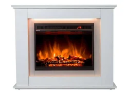 FLAMATECH Haard-Elektrische Sfeerhaard Nevado - Met Schoorsteenmantel - Leds - L100 X D27,5 X H82,5 Cm - Wit